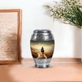 thumbnail image 7 of JAGASY Cowboy Handmade Urn for Sister, Grey Urns for Human Ashes Keepsake, Raining Clouds & Mountain Grass Decorative Urns for Brother, Horse Cremation Urn for Siblings, (3 Inch), 7 of 7