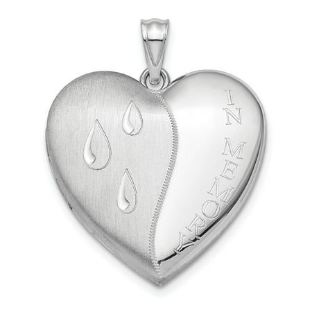 Sterling Silver Heart Memorial Locket Pendant for Women with Teardrop Engraving In Memory Inscription Remembrance Keepsake Necklace Mourning Jewelry for Ashes or Tribute