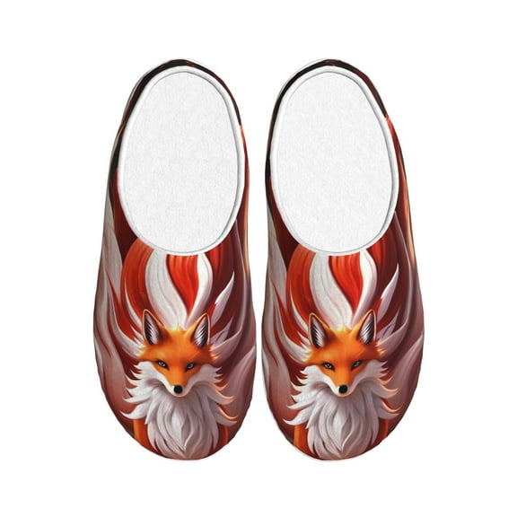 Kdxio Red Leaf Flame Fox Women's Men's Slippers Plush Slip-On House Slipper for Winter Indoor Soft Cushion Non-slip Fluffy Slides Slippers-35/36