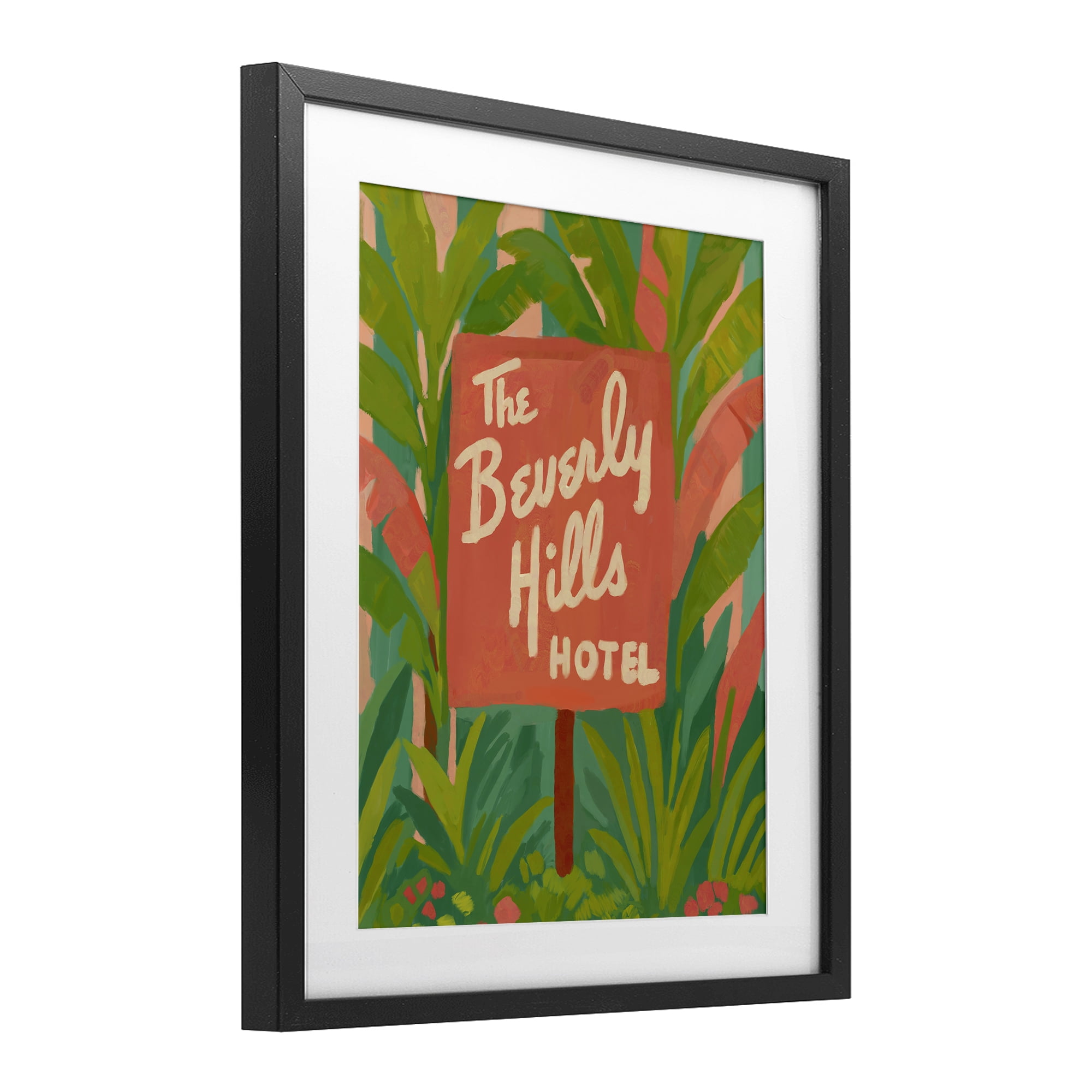 Stupell Industries Tropical Beverly Hills Hotel Black Framed Print Under Glass, design by Amelia Noyes