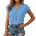 thumbnail image 6 of Horkkom Dress Shirts for Women Summer V Neck Button Short Sleeve Tops Business Work Casual Tops L, 6 of 7