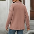 thumbnail image 6 of Crunowin Women's Casual Blouse Top, Button Knitted Ribbed Lapel Long Sleeved Shirt Pink S, 6 of 6