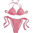 thumbnail image 1 of Traje de baño de 2 piezas con purpurina triangular para mujer, conjunto de bikini de corte alto Rosa claro G Rosa claro G Xishao ropa, 1 of 2
