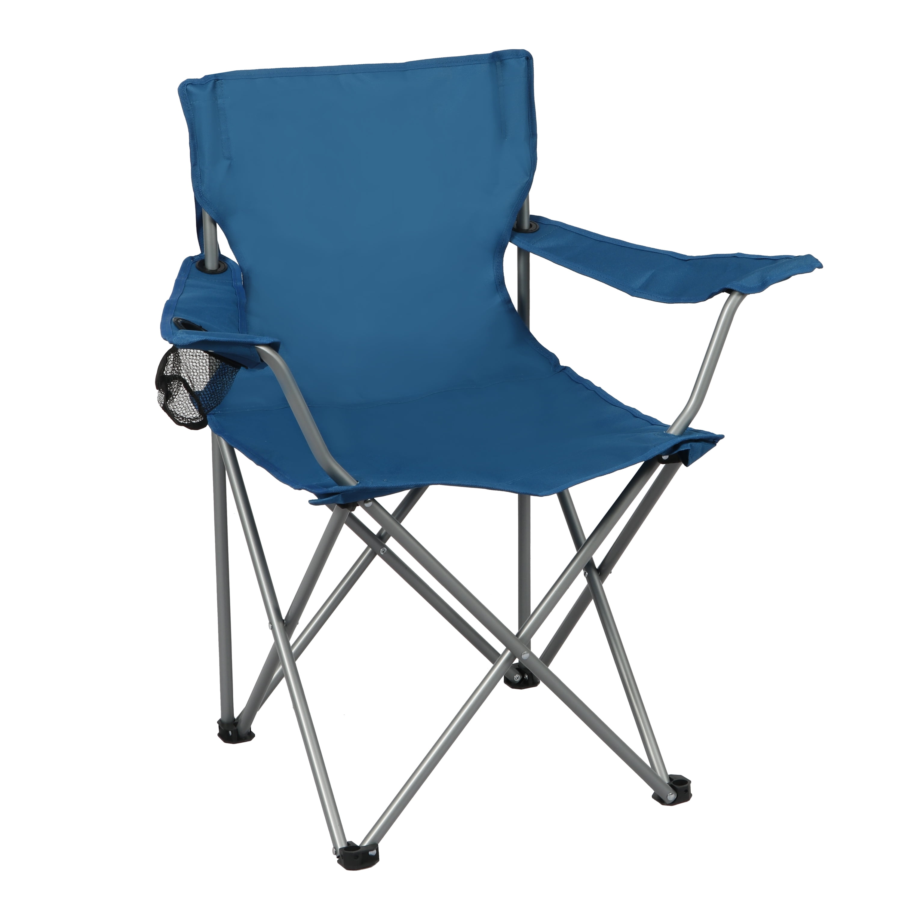 Ozark Trail Quad Folding Camp Chair with Cup Holder, Vibrant Blue