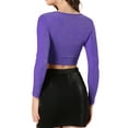 thumbnail image 4 of INSPIRE CHIC Women's Glitter Top Twist Fitted Long Sleeve Cutout Party Cropped Sparkly Tops XL Purple, 4 of 9