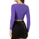 thumbnail image 3 of INSPIRAR CHIC Blusa de Brillo para Mujer con Torcido, Ajustada, de Manga Larga, con Corte para Fiesta, Cortas y Brillantes, L Púrpura, 3 of 8