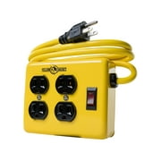 Yellow Jacket 2177N Metal Power Supply Adapter Block with 4 Outlets And Lighted Switch, 4-foot Cord