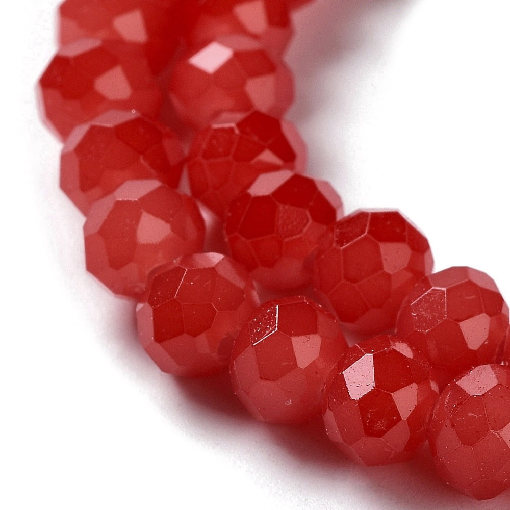 Baking Painted Imitation Jade Glass Bead Strands Faceted Rondelle FireBrick 8x6mm Hole: 1mm about 63~65pcs/strand 39~40cm