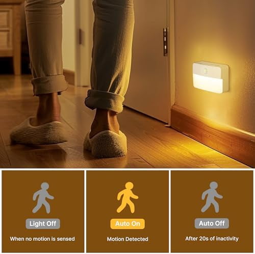 16 Pack Rechargeable Motion Sensor Stair Lights for Indoor, Wireless Battery Operated Night Light, Magnetic Led Stick On Portable Lamp for Step Hallway Closet Under Cabinet Bedroom Kitchen Bathroom