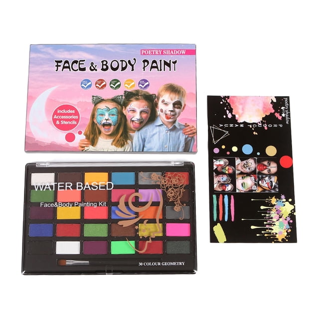 30 colores de pintura corporal para , arte corporal profesional a base de agua con pincel y pntils, maquilje de pintura facial Soledad pintura corporal cara