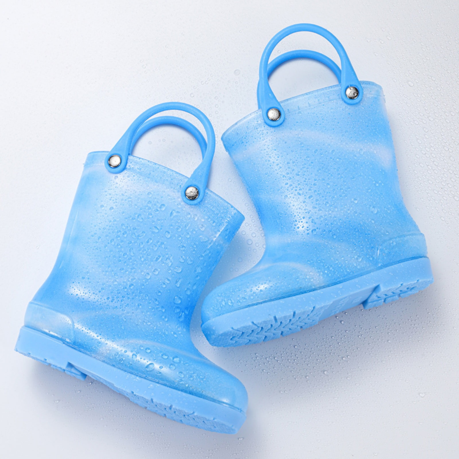 Otqutp Children Shoes Rain Boots Bowknot Colourful WaterproofKids Rain Boots Boys Girls Rubber Boots with Handles