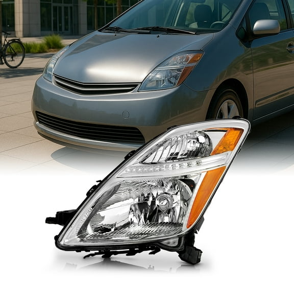 AKKON - For Toyota Prius Halogen Type Chrome Driver Left Side Front Headlight Head Lamp Front Light Replacement