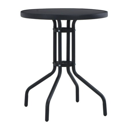 Patio Table Black 31.5" Steel and Glass