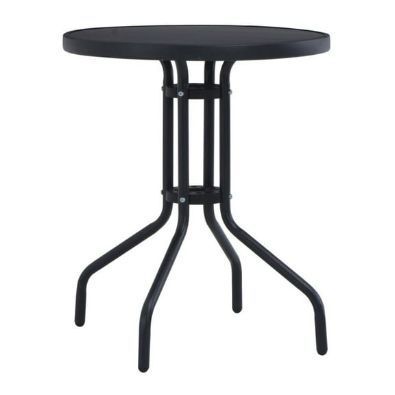 Patio Table Black 31.5" Steel and Glass