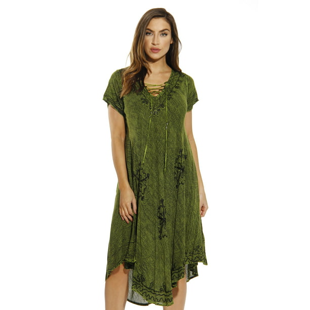 Riviera Sun Dress Dresses for Women (Olive, 2X) - Walmart.com