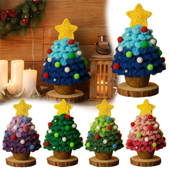 Fun Christmas Desktop Ornament - Elegant Modern Abstract Art Decoration, Plush Christmas Tree Home Decor for Shelves & Mantels