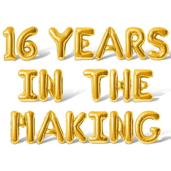 Letter Balloons - 16 YEARS OF FLAMAZING 16" Inch Alphabet Letters Foil Mylar Balloon 16th Birthday Party Banner (Gold)