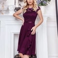 thumbnail image 4 of Robes Maxi pour Femmes 2023 Décontractées Vintage en Dentelle Florale en Chiffon à Volants Manches Courtes Col Rond Longueur Genou Robe de Cocktail Robe de Soirée Élégante en Liquidation, 4 of 8