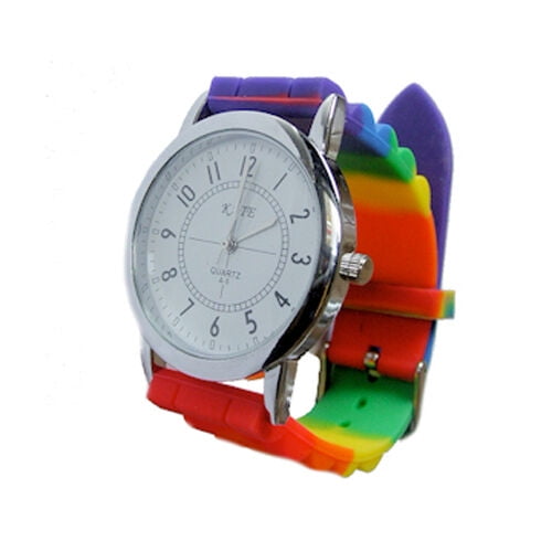 Gay Pride Wrist Watch with Rainbow Flag Band - LGBT Gay and Lesbian Pride