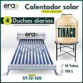thumbnail image 2 of calentador de agua solar 12 tubos 135 l para 4 servicios de baja presión, 2 of 7
