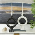 thumbnail image 2 of CosmoLiving by Cosmopolitan 2 Candle Black Ceramic Geometric Ring Candle Holder, Set of 2, 2 of 13