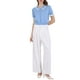 thumbnail image 2 of INSPIRAR CHIC Blusa Vintage de Punto con Cuello de Solapa y Mangas Abullonadas para Mujeres 2XL Azul, 2 of 5