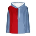 thumbnail image 7 of Otntypg Color Block Fuzzy Hoodies for Women Trendy Fall Winter Thick Warm Long Sleeve Drawstring Hooded Pullover Sweatshirts Fashion Sherpa Fleece Outwear Tops with Pockets Blue XXL, 7 of 7