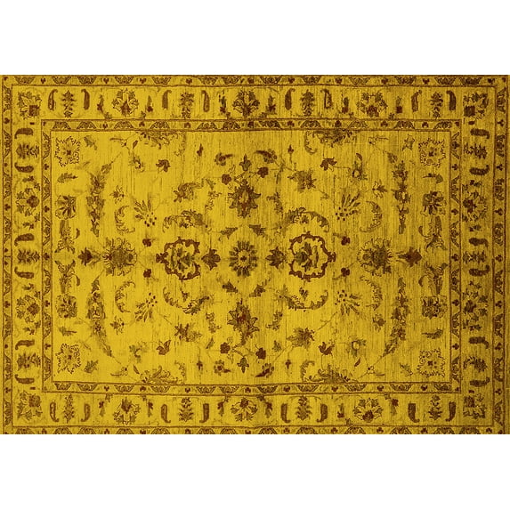 Ahgly Company Indoor Rectangle Oriental Yellow Traditional Area Rugs, 2' x 3'