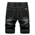 thumbnail image 2 of XFLWAM Denim Shorts for Men Summer Vintage Washed Ripped Distressed Straight Fit Knee Length Casual Jean Shorts Black XL, 2 of 8