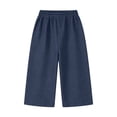 thumbnail image 5 of Ahabrexf Wide Leg High Waist Pants for Women, Smocked Casual Trousers with Pockets, Loose Long Polyester Pants, 5 of 8