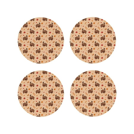 

Tideii Turkey And Autumn Leaves for Leather Coasters 4 Pieces Anti-fouling and Anti-scalding Decorative Coasters Suitable for Restaurants Kitchens Coffee Shops-Round Shape
