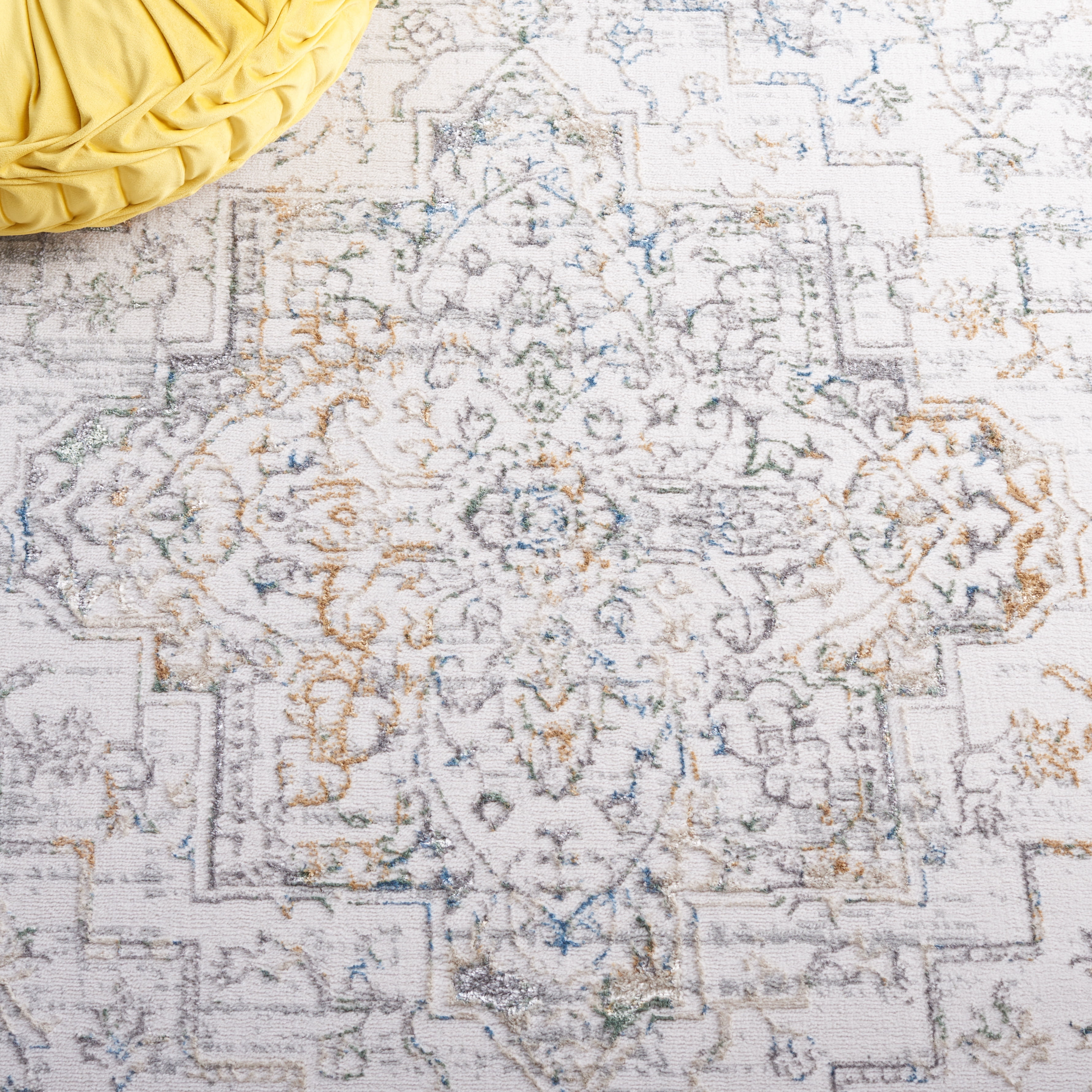 SAFAVIEH Bel Air Ezra Oriental Polyester Area Rug, Ivory/Gray, 8' x 10'