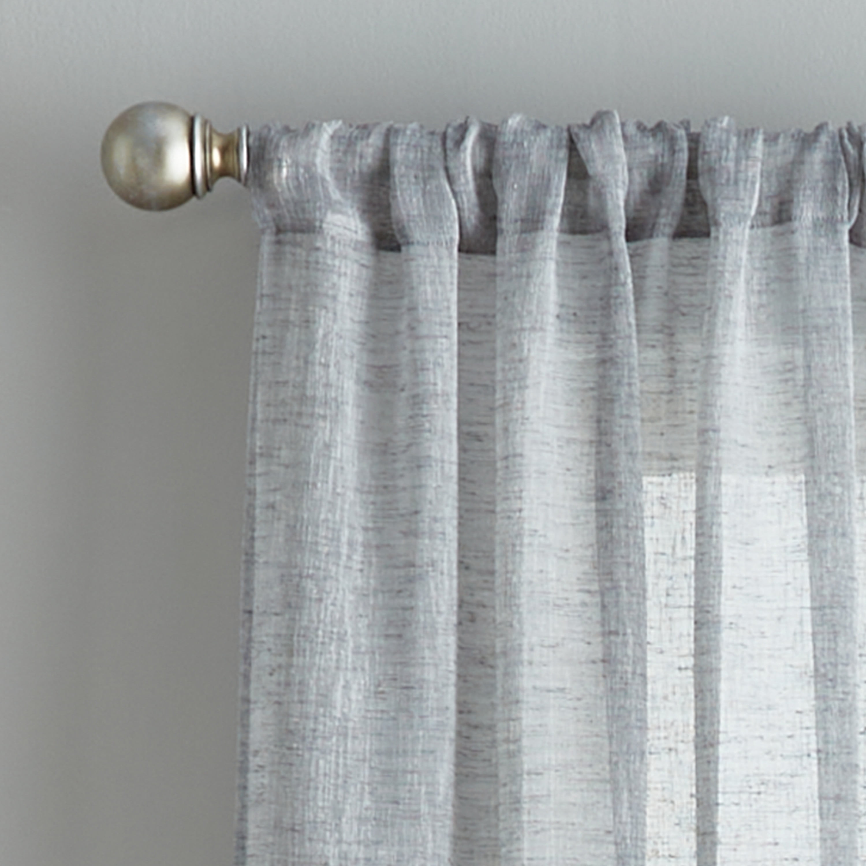 Curtainworks Pandora Indoor Polyester Sheer Rod Pocket Panel Pair , Grey , 38"x63" , Set of 2