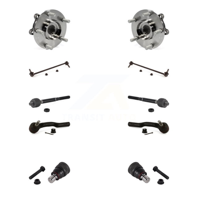 Transit Auto Ensemble de Roulement de Moyeu avant, Rotule Inférieure, Tige de Liaison Intérieure Extérieure et Barre Stabilisatrice (10 Pcs) pour Voiture 2014-2017 Mazda 6 - Côté Gauche Droit (Conducteur Passager) K7T-108693