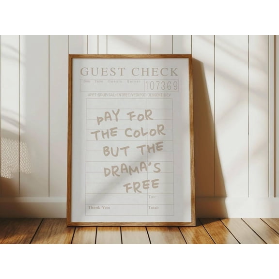 Kna Prints - Hair Salon Poster, Neutral Guest Check Print, Trendy Cowgirl Decor, Girly Wall Art, Apartment Aesthetic, Hairdresser Gift,, UNFRAMED-8x12