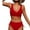 Red, variant on Viikei Bikini Set Swimwear for Women Plus Size Summer 2 Piece Padded Solid Color Backless Beachwear Swimsuit