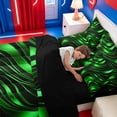 thumbnail image 5 of meiyoeat Abstract Geometric Stripes 7-Piece King Bedding For Boys,Green Neon Lines Pattern King Bed In A Bag For Kids,Black Reversible, 5 of 7