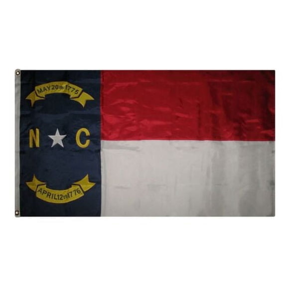 3x5 Embroidered Sewn North Carolina State 300D Premium Nylon Flag 2 Clips