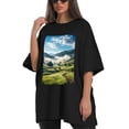thumbnail image 4 of Plus Size Shirt for Women Black Tops for Women Short Sleeves Shirt for Women Mountain Landscape T Shirt Crewneck Shirt for Women 5XL, 4 of 5