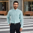 thumbnail image 4 of Men's Long Sleeve Plaid Dress Shirts with Pocket Casual Button Down Shirt Formal Business Tops, 4 of 7