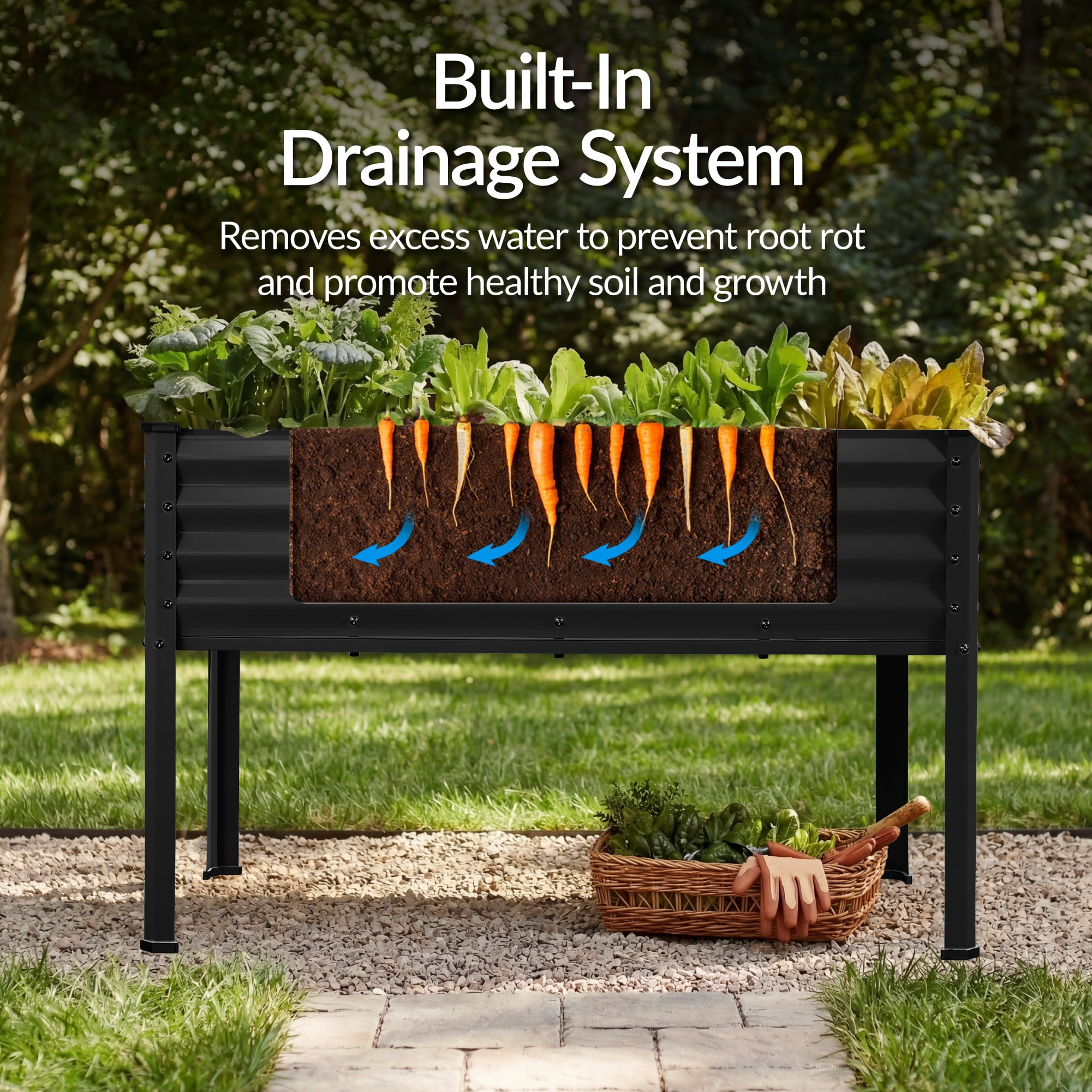Best Choice Products 48x24x30in Elevated Galvanized Metal Garden Bed w/ Corner Protectors - Black