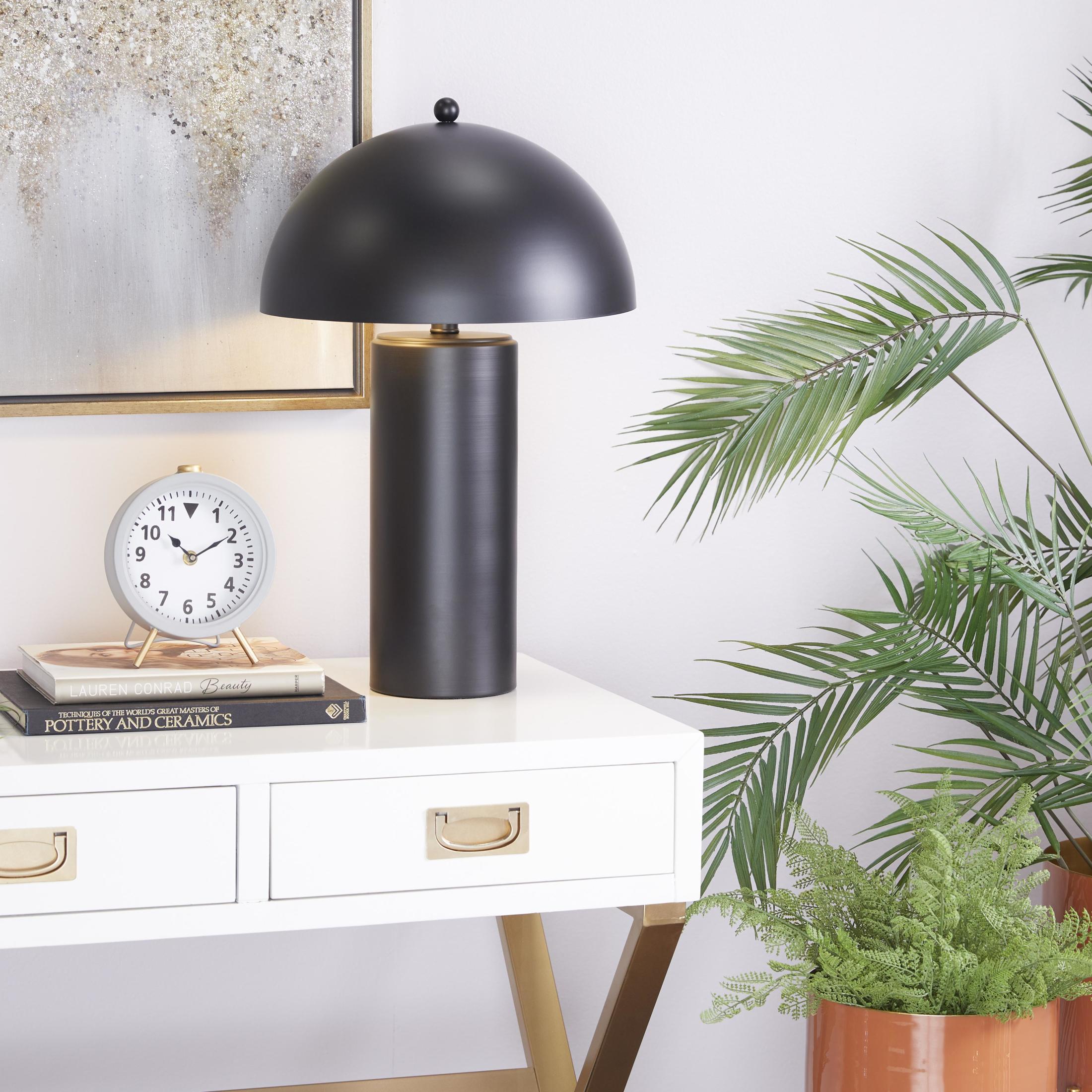 DecMode 22" Black Accent Lamp with Black Metal Shade