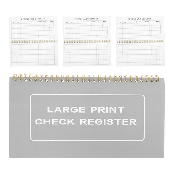 4pcs Large Checkbook Registers with Date Section, High Contrast, Easy to Read, Portable for Office, Home, Travel and Budget Tracking
