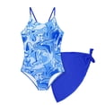 thumbnail image 2 of ibiyuan Toddler Girl Summer One Piece Ruched Girl Bathing Suit Tie-Straps Cutout Ruffle Girls Swimsuits Color Block Stretchy Swimwear, 2 of 5