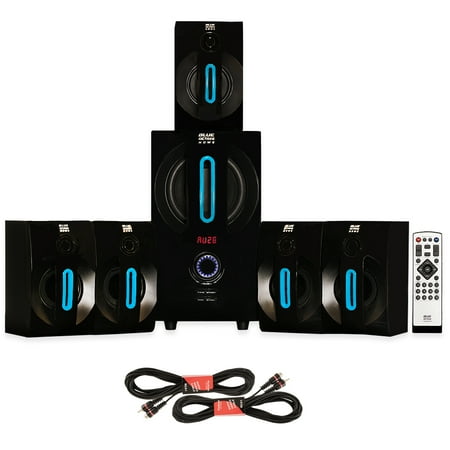 Blue Octave B52 Home Theater Powered 5.1 Bluetooth Speaker System with 2 Extension Cables