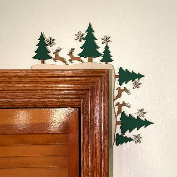 2024 Nuevo adorno de metal para puerta de Navidad, adorno para puerta de Halloween, decoración de letrero de esquina para marco de puerta superior, manualidades de bricolaje para paredes de ventanas p