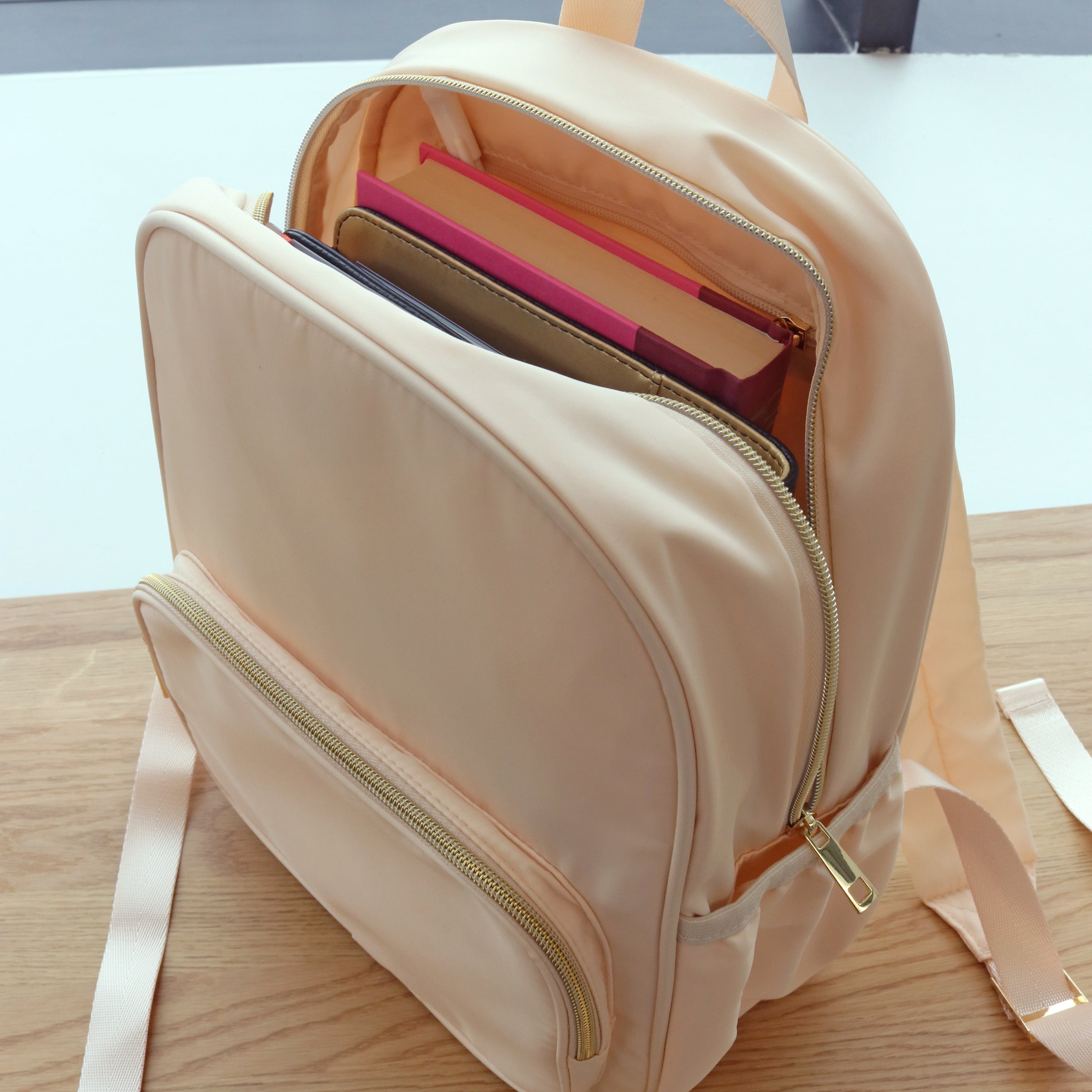 (2 pack) Hello Hobby Nylon Backpack, Customizable Travel Book Bag for Crafts, School, and Everyday Teen Use, Tan