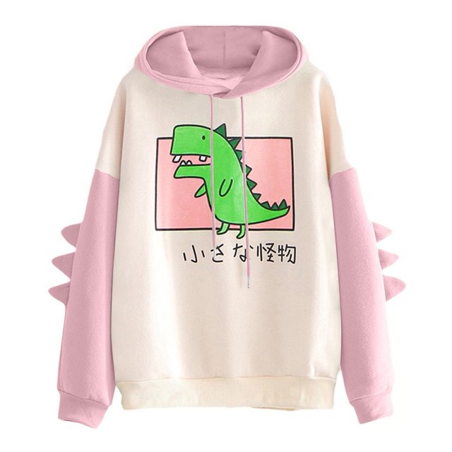 Pompotops Mode Femmes Décontracté Imprimé Manches Longues Sweat-Shirt Dinosaure en Solde