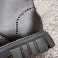 thumbnail image 4 of Girls' Buckle Strap Mid Calf Boots Solid Color Lace Up Leather for School Campus Wear Weekend Party Outfits 3-15 Years Black 9.5-10 Years, 4 of 9
