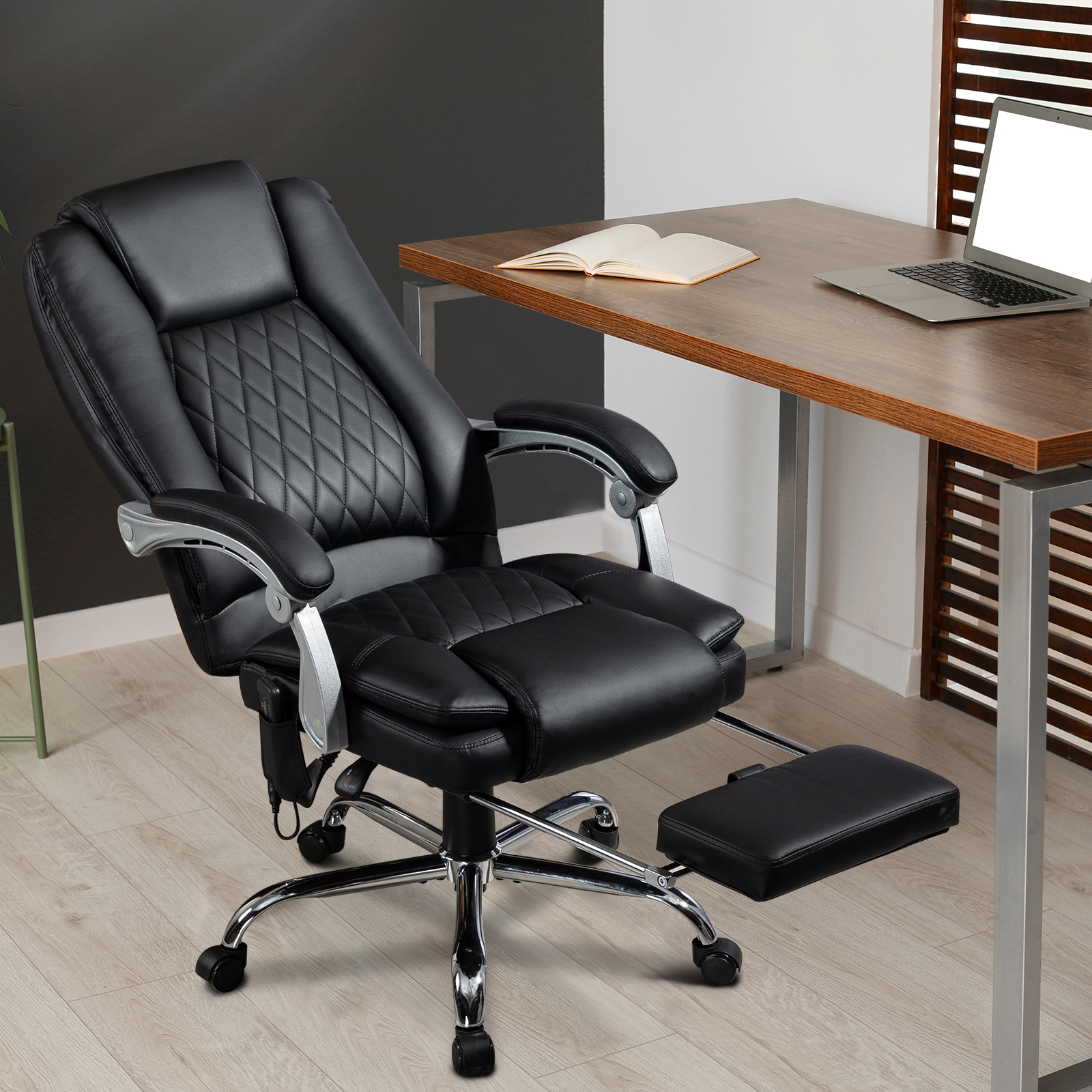 400lbs Big and Tall Executive Leather Office Chair with footrest Heavy Duty, Reclining, and Stylish Computer Desk Chair
